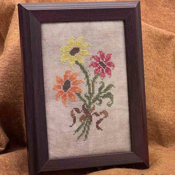 Counted Cross Stitch Pattern, Trio of Autumn Flowers, Bowl Filler, Pillow Ornament, Arlene Cohen, Works by A B C, PATTERN ONLY