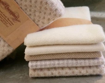 Wool, Shades of White, Wool Bundle, Wool Buddies, Felted Wool, Wool Chunk Pack, Overdyed Wool, Wool Applique, Felted Pack, Sew Cherished