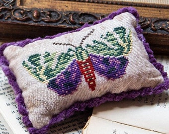 Counted Cross Stitch, Le Papillon, Pillow Ornament, Bowl Filler, Pin Keep, Freedom, Hope, Butterfly, Little Robin, PATTERN ONLY