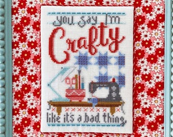 Counted Cross Stitch Pattern, Call Me Crafty, Sewing Notions Motifs, Mini Series, Craft Room Decor, Hands on Design, PATTERN ONLY