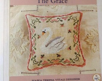Counted Cross Stitch, The Grace, Pin Keep, Bowl Filler, Pillow Ornament, Country Rustic, Swan, Spring Decor, MTV Designs, PATTERN ONLY