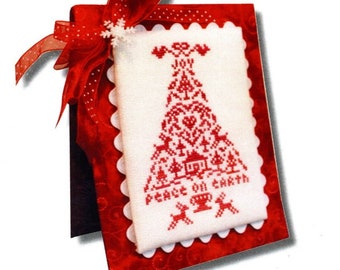 Counted Cross Stitch Pattern, Peace On Earth, Christmas Ornament, Trees, Monochromatic, Joy, House, Judy Whitman, JBW Designs, PATTERN Only