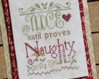 Counted Cross Stitch Pattern, Naughty or Nice, Christmas Berries, Christmas Decor, Ornaments, Erica Michaels, PATTERN ONLY