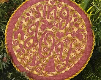 Counted Cross Stitch Pattern, Sing Joy Bauble, Christmas Decor, Pillow Ornament, Motifs, Monochromatic, Wildflower Stitching, PATTERN ONLY