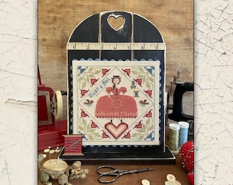 Counted Cross Stitch Pattern, Just a Girl, Needle & Thread, Tulips, Hearts, Sewing Decor, Teresa Kogut, PATTERN ONLY