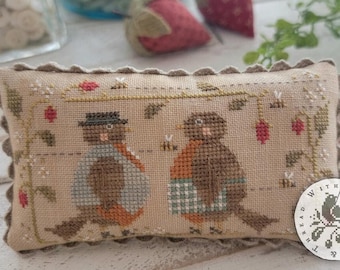 Counted Cross Stitch Pattern, The Robins Are Here, Spring Decor, Spring Robins, Strawberries, Brenda Gervais, PATTERN ONLY