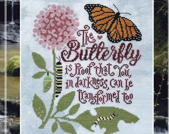 Counted Cross Stitch Pattern, Wings of Change, Pillow Ornament, Bowl Filler, Butterfly, Silver Creek Samplers, PATTERN ONLY