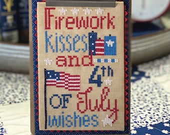 Counted Cross Stitch Pattern, Firework Kisses, Patriotic, Flag, Americana, July 4th, Primrose Cottage Stitches, PATTERN ONLY