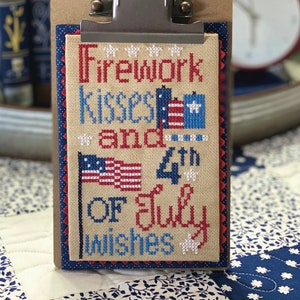 Counted Cross Stitch Pattern, Firework Kisses, Patriotic, Flag, Americana, July 4th, Primrose Cottage Stitches, PATTERN ONLY