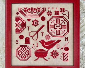 Counted Cross Stitch Pattern, A Stitcher's Quaker, Monochromatic, Quaker Motifs, Primitive, Luminous Fiber Arts, PATTERN ONLY