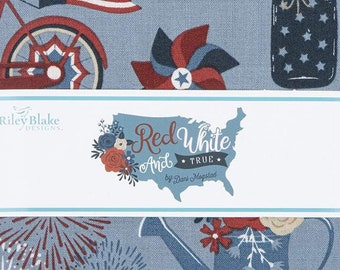 Quilt Fabric, Red White & True, Patriotic Fabric, Americana Fabric, American Flags, Trucks, Toweling, Banner, Dani Mogstad, Riley Blake