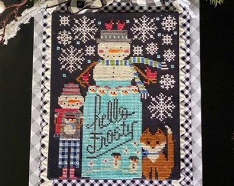 Counted Cross Stitch Pattern, Hello Frosty, Winter Decor, Frosty Snowman, All Jarred Up, Stitching Housewives, PATTERN ONLY