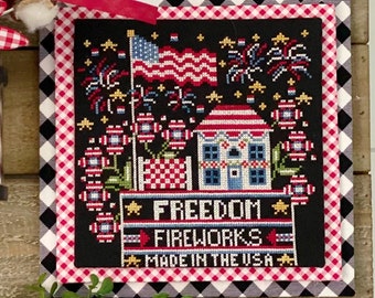 Counted Cross Stitch Pattern, Calendar Crates, July, Americana, Patriotic, American Flag, Stitching Housewives, PATTERN ONLY
