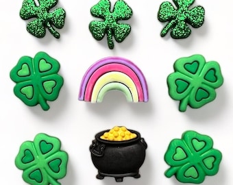 Pot O Gold, St Patrick's Day Collection, Rainbow, Shamrocks, Shank Buttons, Spring Decor, Sewing Embellishment, #4476, Buttons Galore & More