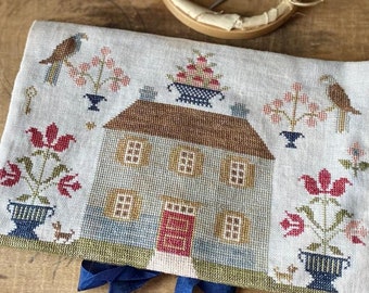 Counted Cross Stitch Pattern, Federal Sampler Sewing Bag, Flower Motifs, Bird Motifs, Notion, Stacy Nash Designs, PATTERN ONLY