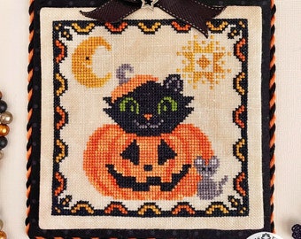 Counted Cross Stitch Pattern, Cat-O-Lantern, Halloween Decor, Fall Decor, Cats, Pumpkin, Luminous Fiber Arts, PATTERN ONLY