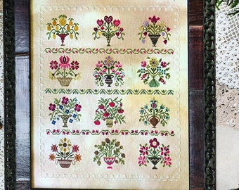 Counted Cross Stitch Pattern, Mini Bouquet, Sampler & Smalls, Floral Designs, Garden Decor, Jeannette Douglas, PATTERN ONLY