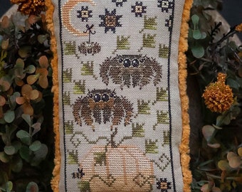Counted Cross Stitch Pattern, Jump Clump, Cross Stitch, Jumping Spiders, Insect Decor, Plum Street Sampler, PATTERN ONLY