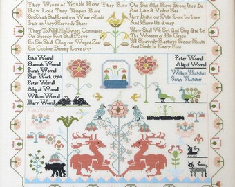 Counted Cross Stitch Pattern, Sarah Worrall 1790, Delaware County, Pennsylvania Reproduction, Queenstown Sampler Designs, PATTERN ONLY