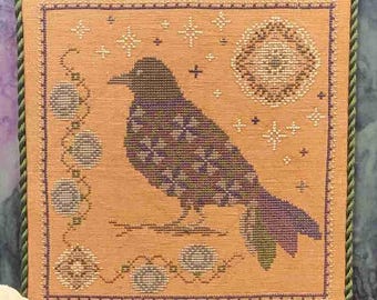 Counted Cross Stitch Pattern, Raven's Midnight Serenade, Bowl Filler, Halloween Decor,  Pillow Ornament, Wildflower Stitching, PATTERN ONLY