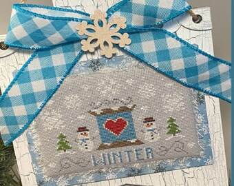 Counted Cross Stitch Pattern, Winter Love, Winter Decor, Snowmen, Pillow Ornament, Bowl Filler, Crafty Bluebonnet, PATTERN ONLY