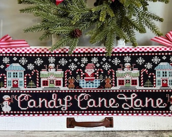 Counted Cross Stitch Pattern, Santa's Candy Cane Lane, Christmas Decor, Holiday, Stitching with the Housewives, PATTERN ONLY