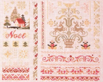 PRE-Order, Counted Cross Stitch Pattern, Noel Band Sampler, Christmas Decor, Country Rustic, Motifs, Samplers and Primitives, PATTERN ONLY