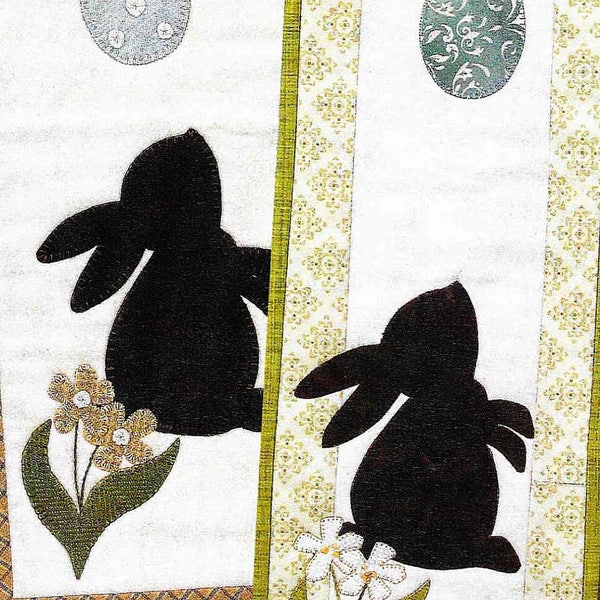 Wool Applique Pattern, Little Bunny, Wool Applique Kit, Easter Bunny, Rabbit, Easter Eggs, Mini Wall Hanging, Spring Decor, PATTERN & KIT