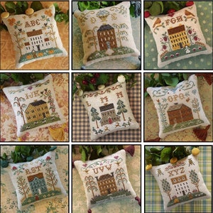 Counted Cross Stitch Pattern, ABC Samplers, Pillow, Ornaments, Bowl Fillers, Alphabet Pillows, Little House Needlework, Pattern SET ONLY