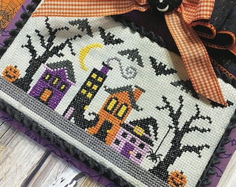 Counted Cross Stitch, Witchy Way, Halloween Decor, Pumpkins, Witches Boot, Lindsey Weight, Primrose Cottage Stitches