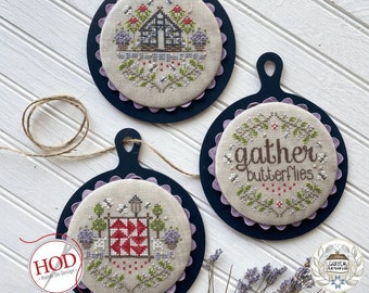 Cross Stitch Pattern, Gather Butterflies, Seasonal Series, Summer Decor, Bees, Butterflies, Ornaments, Motifs, Hands On Design, PATTERN ONLY