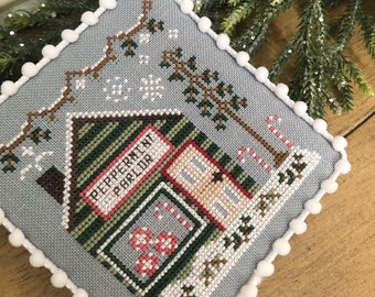Counted Cross Stitch, Snow Village, Peppermint Parlor, Cottage Decor, Winter Decor, Country Cottage Needleworks, PATTERN ONLY