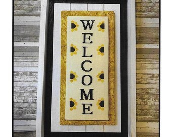 Counted Cross Stitch Pattern, Sunflower Welcome, Welcome Decor, Sunflowers, Spring Decor, Welcome Guests, Needle Bling Designs, PATTERN ONLY