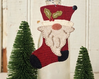 Wool Applique Pattern, Gnome Santa, Stocking Ornament, Christmas Ornaments, Santa  Claus, Christmas Decor, Buttermilk Basin, PATTERN ONLY