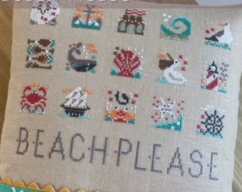 Cross Stitch Pattern, Beach Please, Snippets from the Sea, Summer Decor, Country Farmhouse, Hands On Design, PATTERN ONLY
