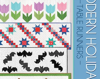 Quilt Pattern, Modern Holiday, Table Runners, Valentine's Day, Halloween, Christmas, Quilted Table Runners, Cluck Cluck Sew, PATTERN ONLY