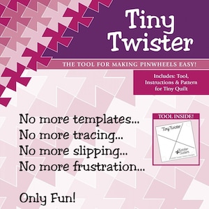 Quilt Ruler, Tiny Twister, Pinwheel Ruler, Acrylic Ruler, Charm Pack Ruler, Pinwheels, Twister Sisters, Clear Acrylic Ruler, Non Skid Ruler