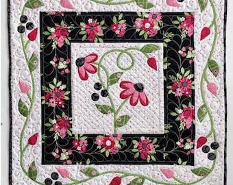 Quilt Pattern, Rosy Posy, Pieced Quilt, Appliqued Quilt, Wall Hanging, Bed Quilt, Quilt, Jillily Studio, PATTERN ONLY