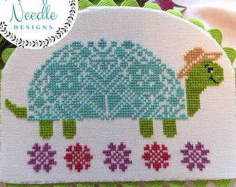 Counted Cross Stitch, Quaker Turtle, Pillow Ornament, Quaker Motifs, Flower Motifs, Bowl Filler, The Mindful Needle Designs, PATTERN ONLY