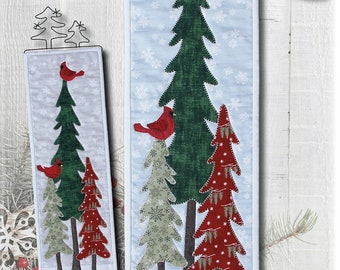 Quilt Pattern, Cardinals in Winter Trees, Applique Wallhanging, Cardinals, Christmas Trees, Winter Decor, Evergreens, PATTERN ONLY w/HANGER