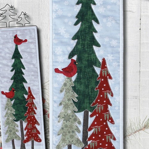 Quilt Pattern Cardinals in Winter Trees Applique Etsy