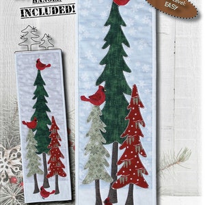 Quilt Pattern, Cardinals in Winter Trees, Applique Wallhanging, Cardinals, Christmas Trees, Winter Decor, Evergreens, PATTERN ONLY w/HANGER