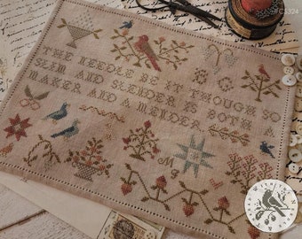 Counted Cross Stitch Pattern, The Maker & Mender, Sampler, Sampler Motifs, John Taylor 1634, Brenda Gervais, PATTERN ONLY