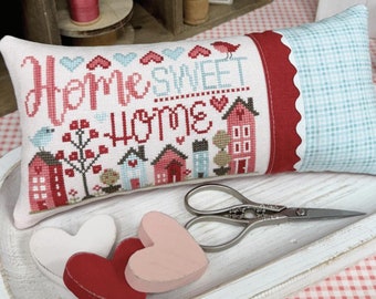 Counted Cross Stitch Pattern, Home Sweet Home, Valentine's Day, Hearts, Primrose Cottage Stitches, PATTERN ONLY