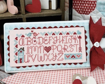 Counted Cross Stitch Pattern, Valentine's Day Alphabet, Valentines Day, Cottage Chic, Primrose Cottage Stitches, PATTERN ONLY