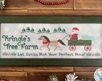 Counted Cross Stitch Pattern, Kringle's Tree Farm, Christmas Decor, Santa, Sleigh, Horse, Luminous Fiber Arts, PATTERN ONLY