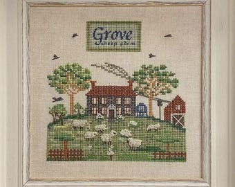 Counted Cross Stitch Pattern, Grove Sheep Farm, Primitive Decor, Country Scene, Viktoriia Popovych, Mille Fleur, PATTERN ONLY