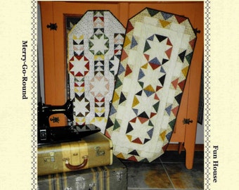 Quilt Pattern, Country Fair, Merry Go Round, Fun House, Pieced Table Runner, Scrap Quilt, Scrappy Quilt, Snuggles Quilts, PATTERN ONLY