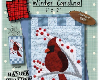 Quilt Pattern, Winter Cardinal, Applique Wallhanging, Cardinals, Holly, Winter Decor, Evergreens, Patch Abilities, PATTERN ONLY w/HANGER