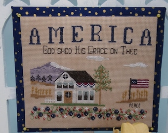 Counted Cross Stitch Pattern, America, Patrotic, Cottage, Country Decor, American Flag, Carolyn Robbins, KiraLyns Needlearts. PATTERN ONLY